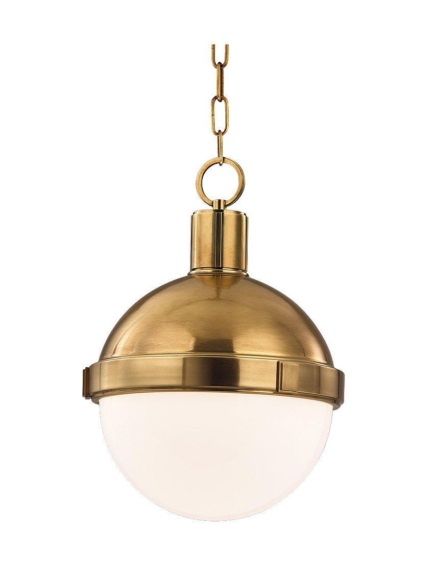 Lambert Chain Pendant With 9 inch Globe in Aged Brass.